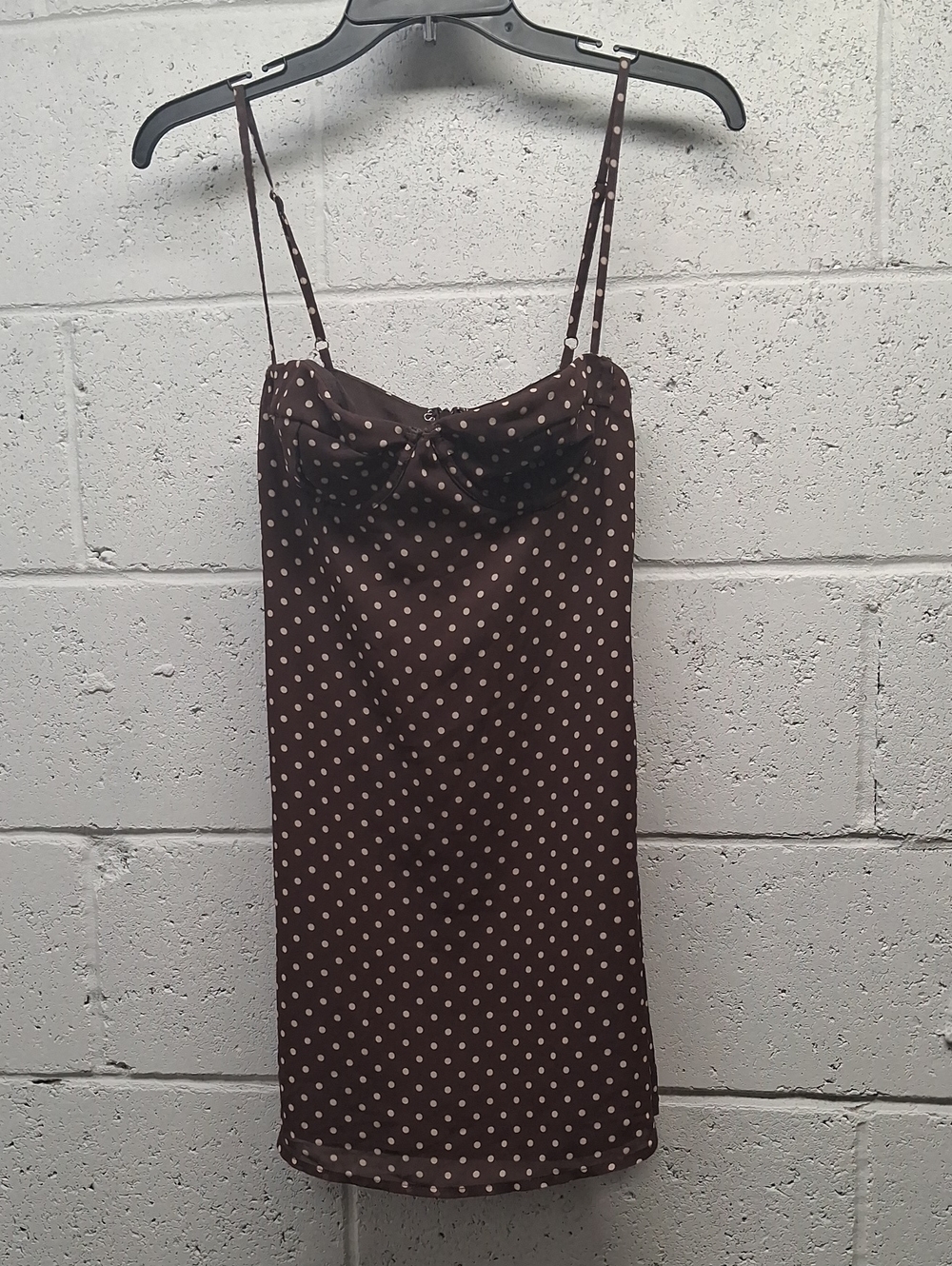 NWOT Womens Polka Dot Spaghetti Strap Slip Dress - Brown
